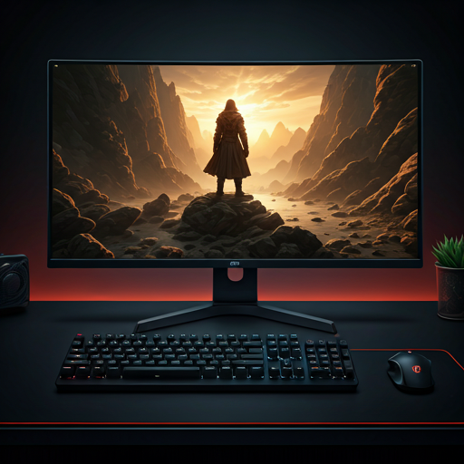 A high-end gaming setup glowing in a dark room.